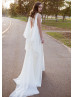 Ivory Lace Pleated Chiffon Sexy Wedding Dress